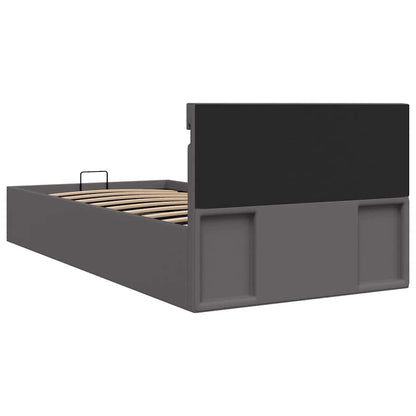 Bedframe Met Opslag Hydraulisch Led Kunstleer 100 x 200 cm Grijs