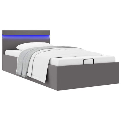 Bedframe Met Opslag Hydraulisch Led Kunstleer 100 x 200 cm Grijs