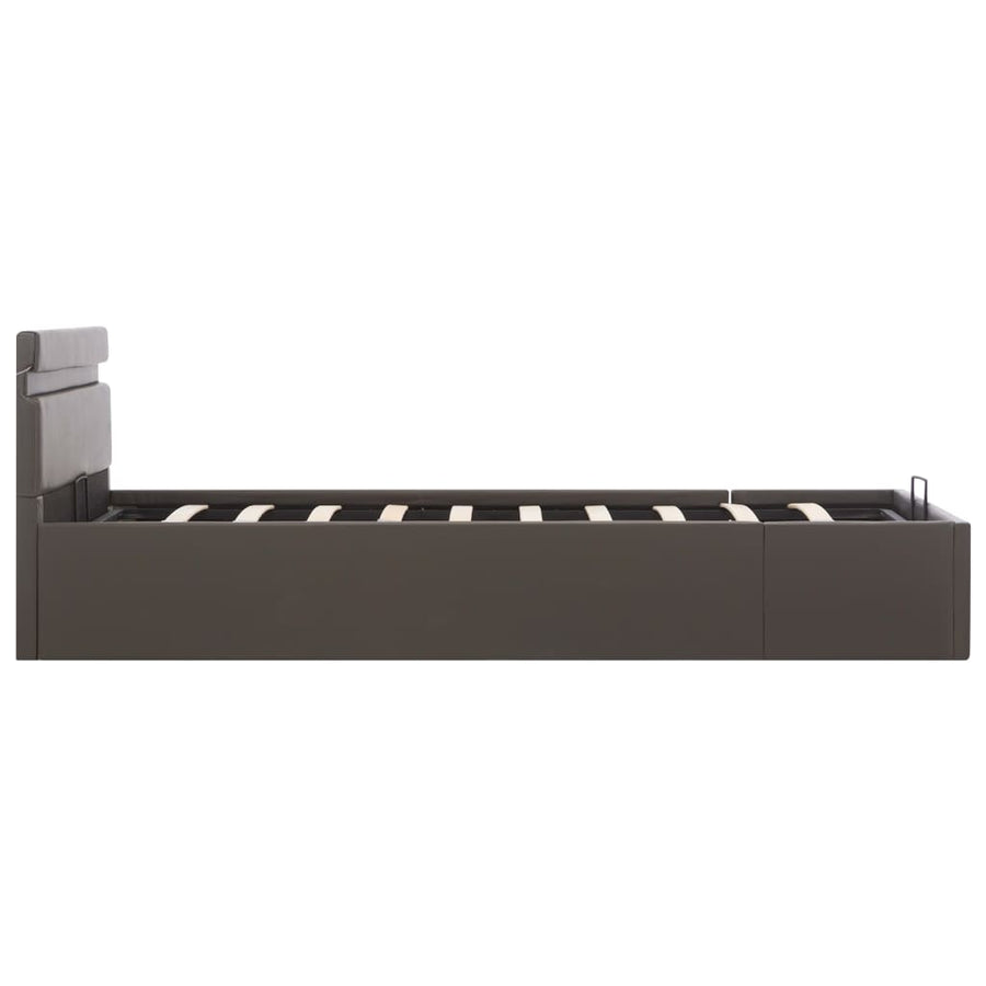 Bedframe Met Opslag Hydraulisch Led Kunstleer Grijs 140X200 Cm 140 x 200 cm