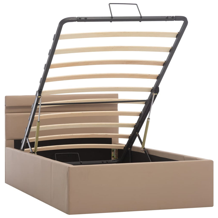 Bedframe Met Opslag En Led Kunstleer Cappuccino 90X200 Cm 90 x 200 cm