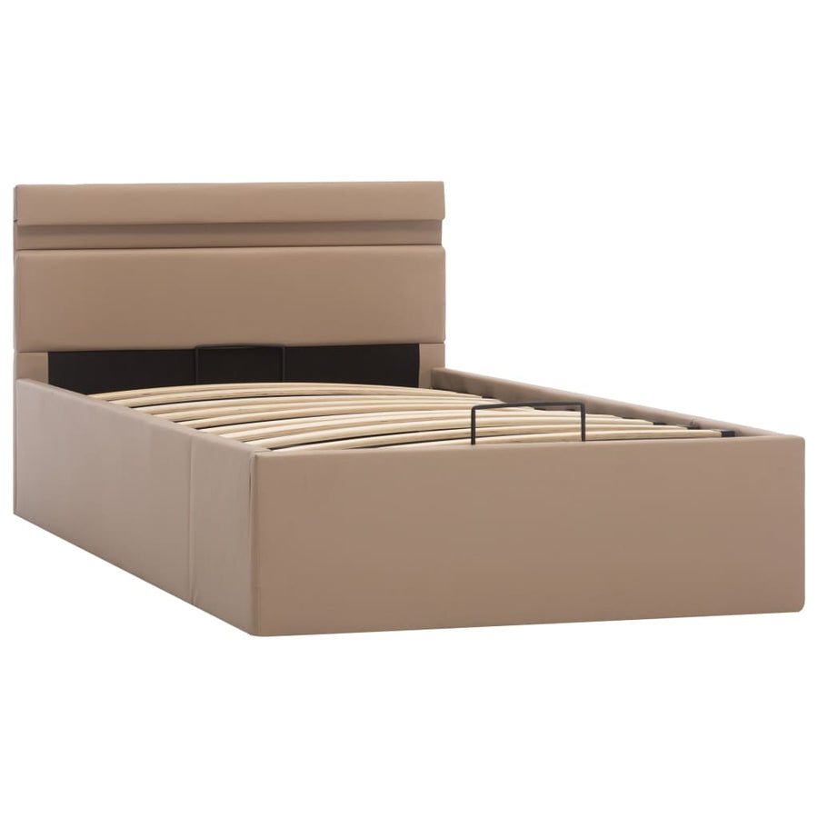 Bedframe Met Opslag En Led Kunstleer Cappuccino 90X200 Cm 90 x 200 cm