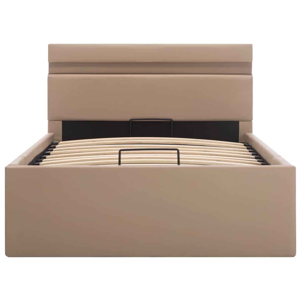 Bedframe Met Opslag En Led Kunstleer Cappuccino 90X200 Cm 90 x 200 cm
