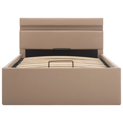 Bedframe Met Opslag En Led Kunstleer Cappuccino 90X200 Cm 90 x 200 cm