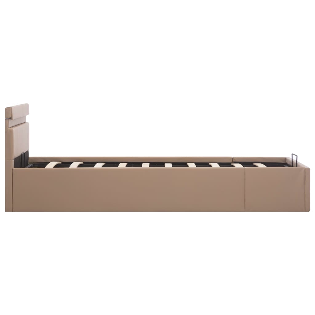 Bedframe Met Opslag En Led Kunstleer Cappuccino 90X200 Cm 90 x 200 cm
