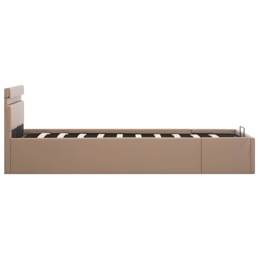 Bedframe Met Opslag En Led Kunstleer Cappuccino 90X200 Cm 90 x 200 cm