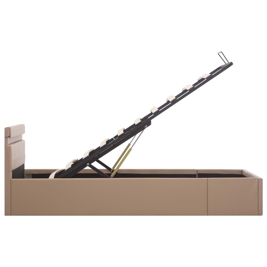 Bedframe Met Opslag En Led Kunstleer Cappuccino 90X200 Cm 90 x 200 cm