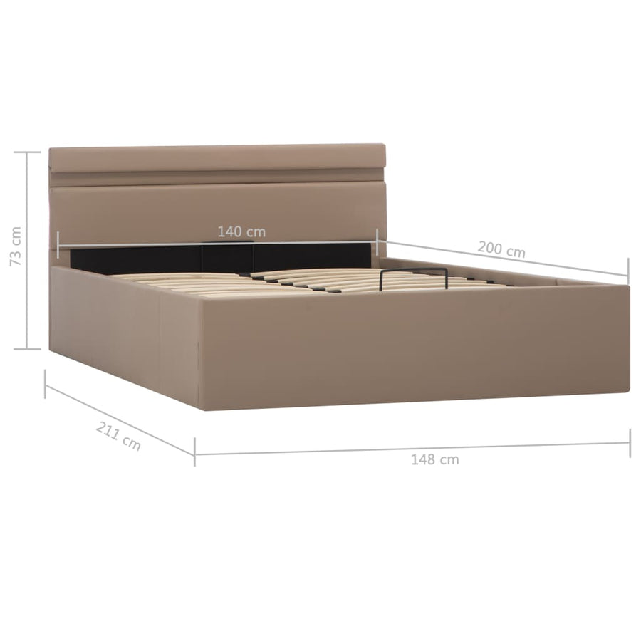Bedframe met opslag en LED kunstleer cappuccino 140x200 cm