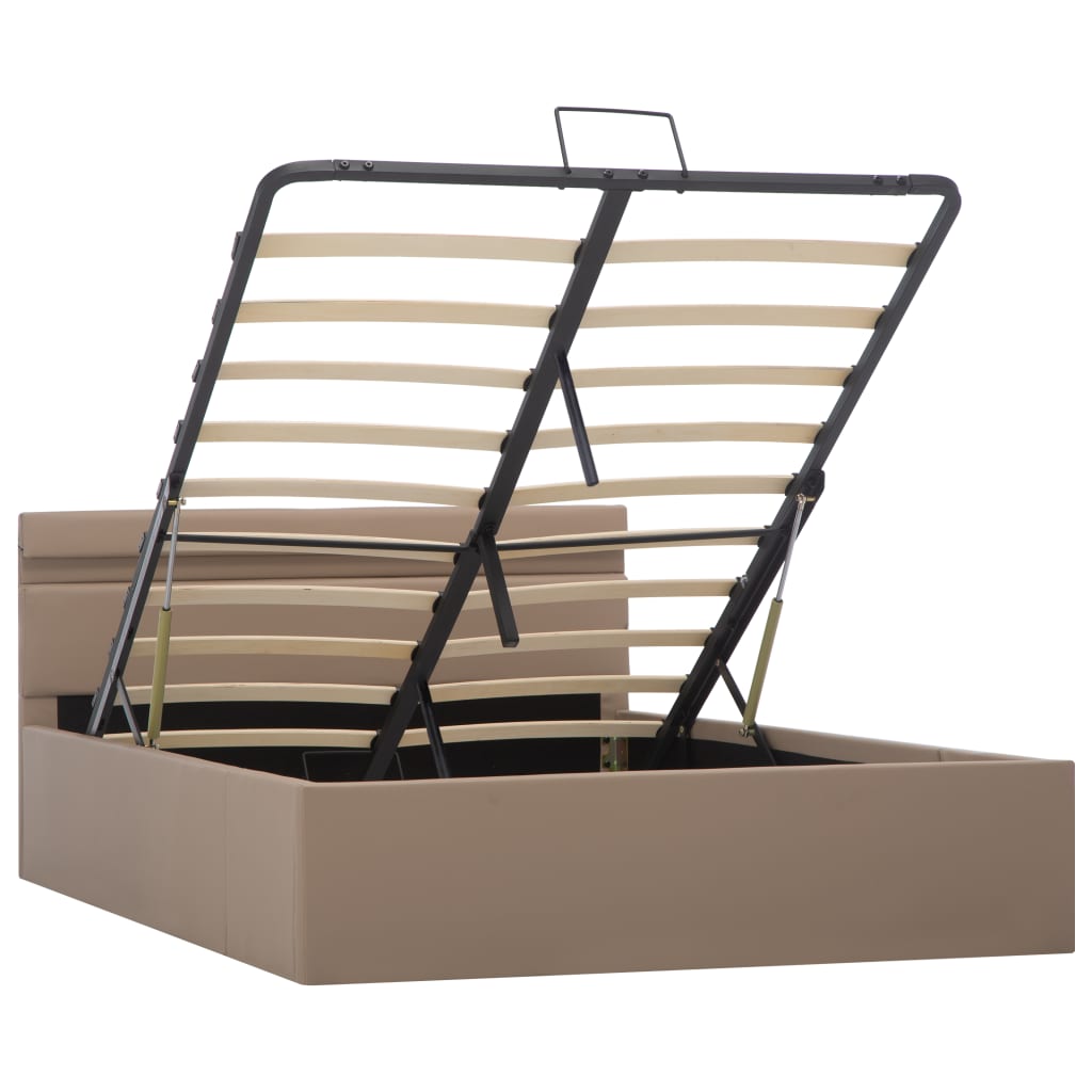 Bedframe met opslag en LED kunstleer cappuccino 140x200 cm
