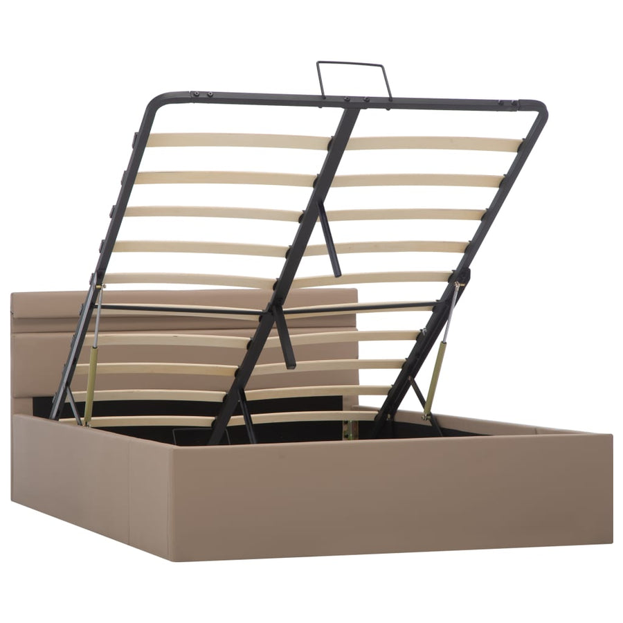 Bedframe met opslag en LED kunstleer cappuccino 140x200 cm