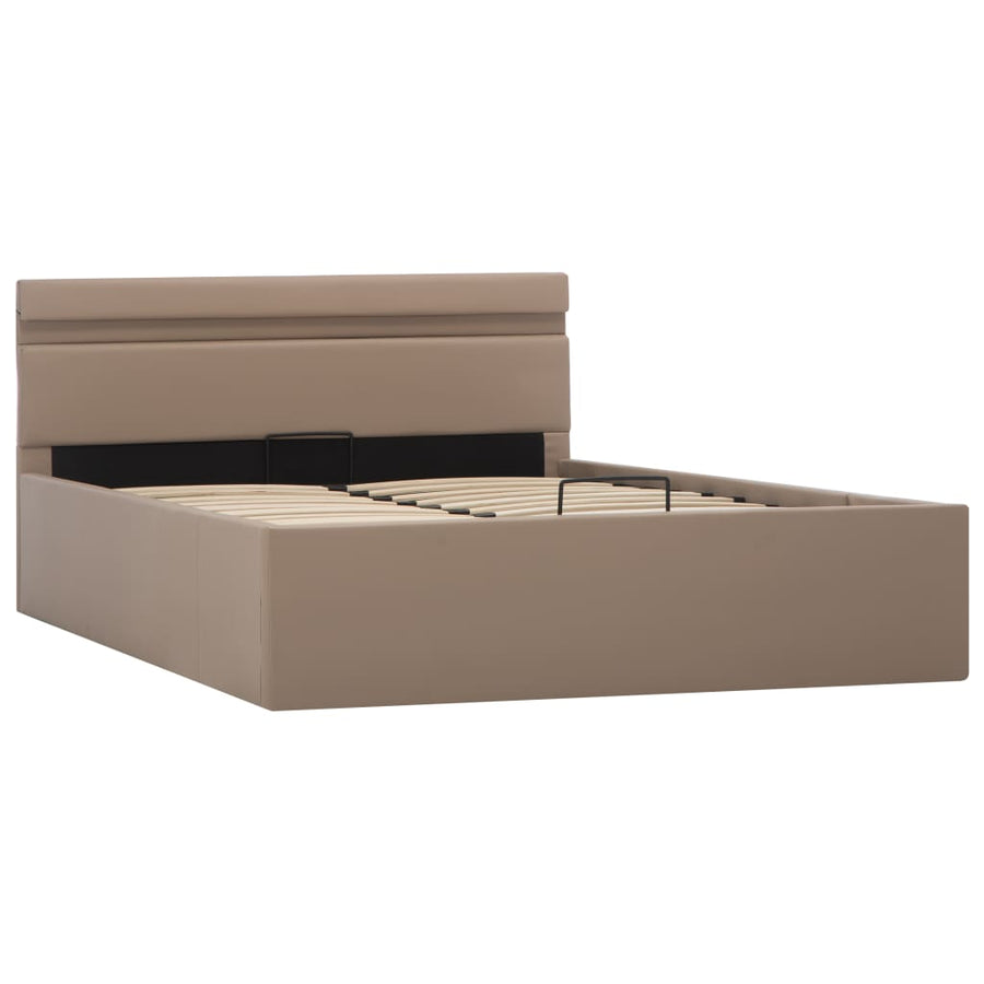 Bedframe met opslag en LED kunstleer cappuccino 140x200 cm