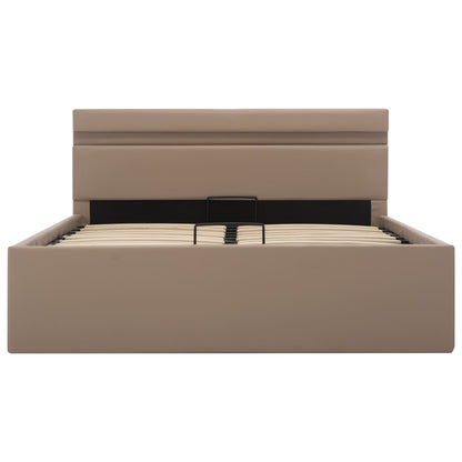 Bedframe met opslag en LED kunstleer cappuccino 140x200 cm