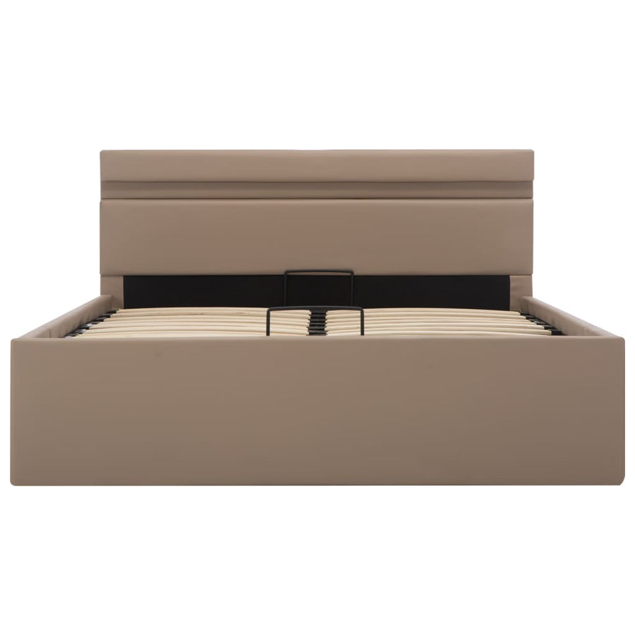 Bedframe met opslag en LED kunstleer cappuccino 140x200 cm