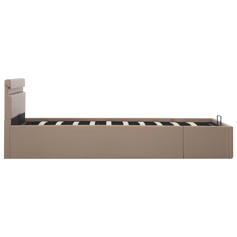 Bedframe met opslag en LED kunstleer cappuccino 140x200 cm