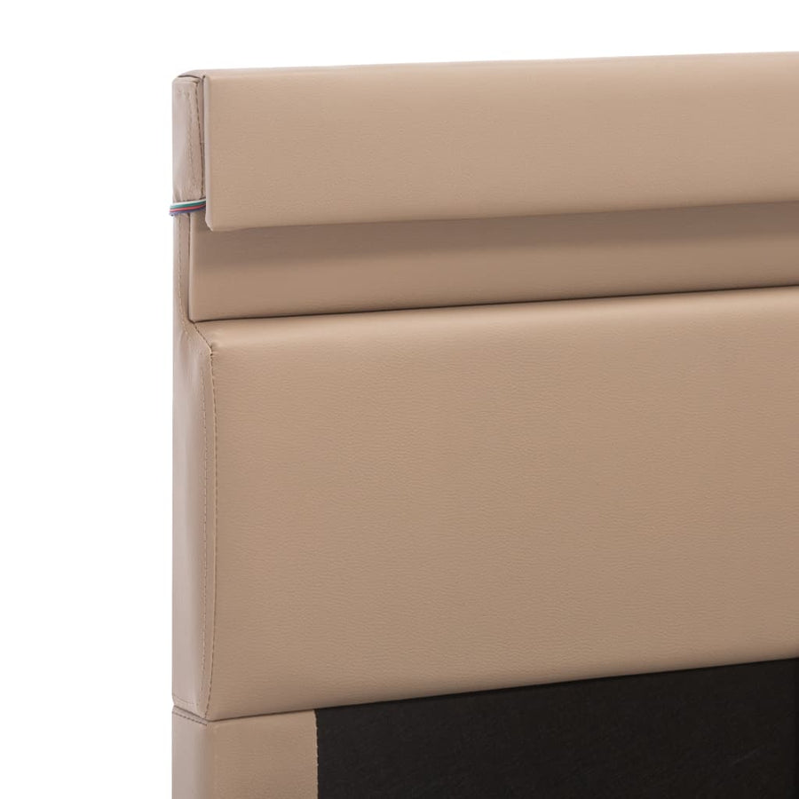 Bedframe met opslag en LED kunstleer cappuccino 140x200 cm
