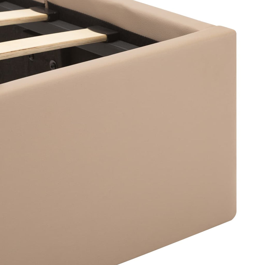 Bedframe met opslag en LED kunstleer cappuccino 140x200 cm