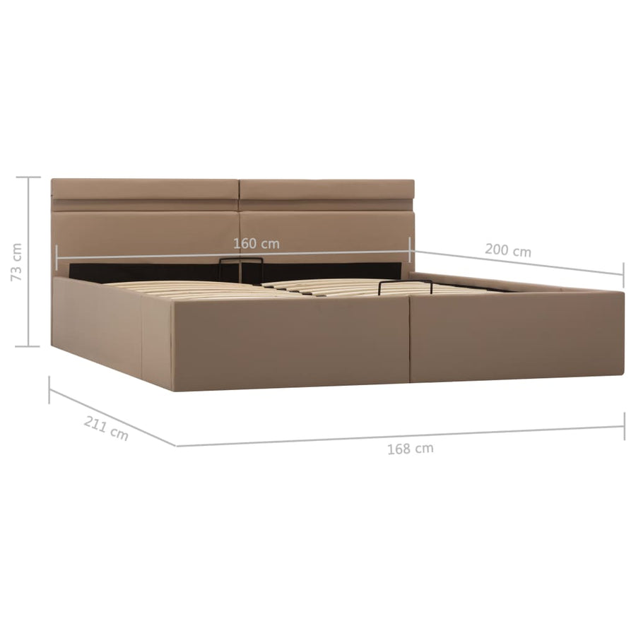 Bedframe Met Opbergruimte Led Kunstleer Cappuccino 160X200 Cm 160 x 200 cm