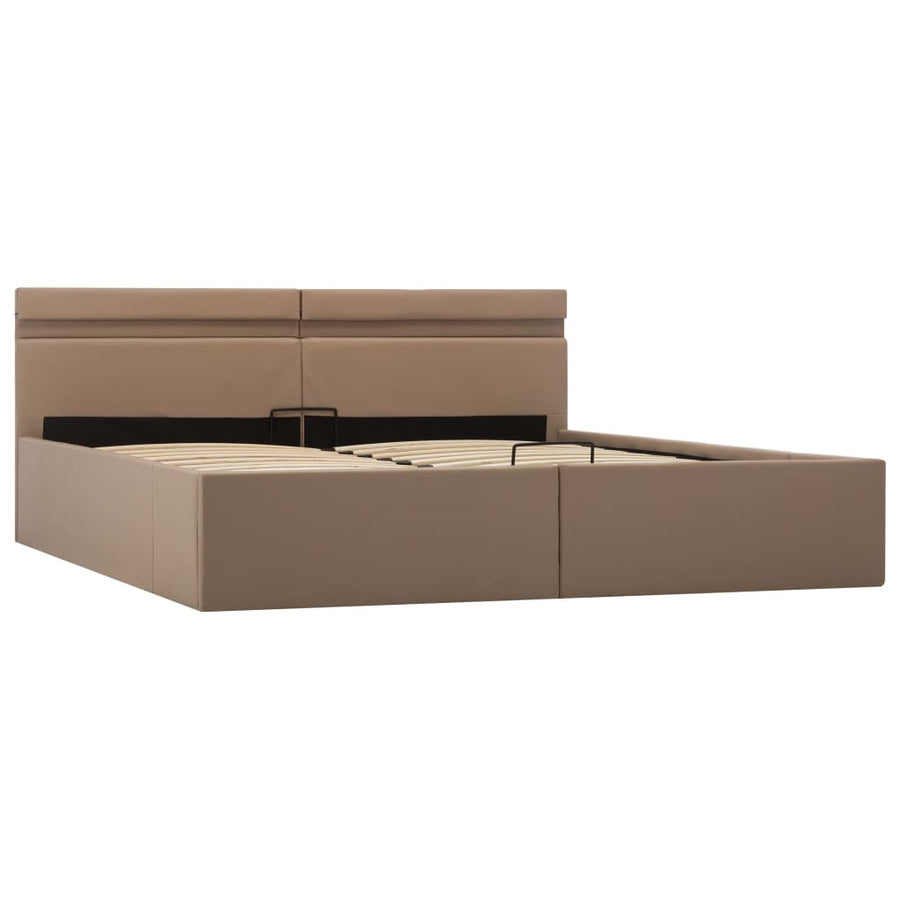 Bedframe Met Opbergruimte Led Kunstleer Cappuccino 160X200 Cm 160 x 200 cm
