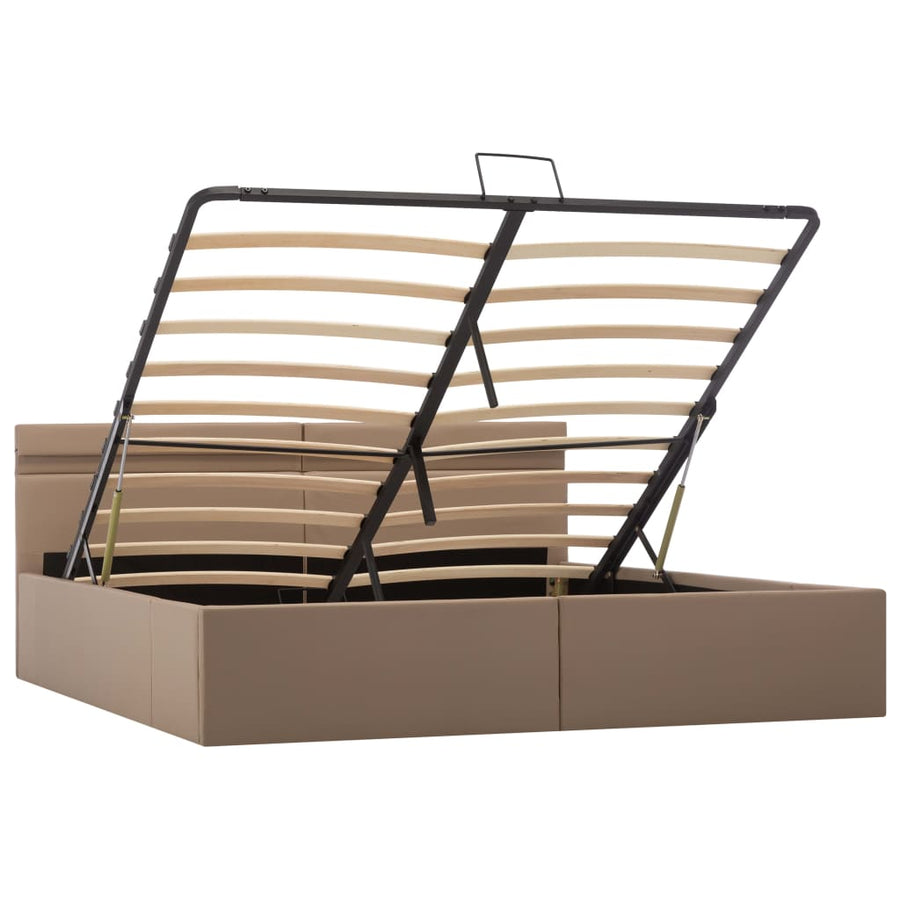 Bedframe Met Opslag En Led Kunstleer 180 x 200 cm Cappuccino