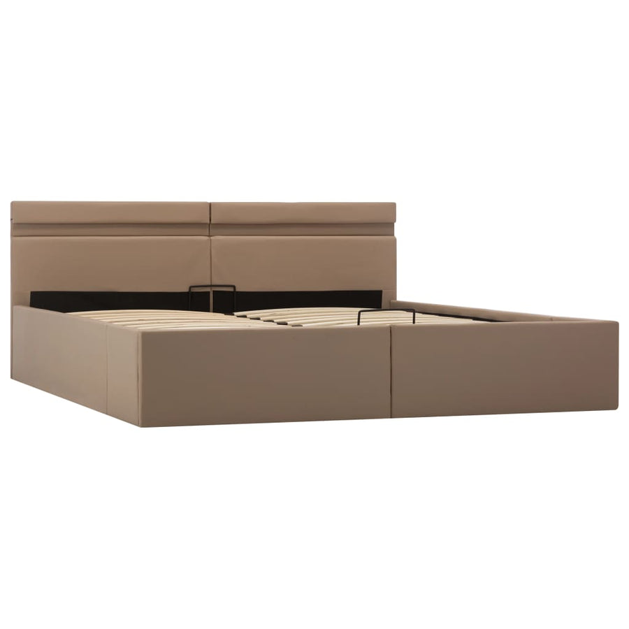 Bedframe Met Opslag En Led Kunstleer 180 x 200 cm Cappuccino