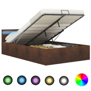 Bedframe 120x200 cm bruin met opbergruimte en LED
