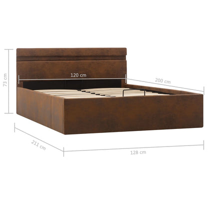 Bedframe Met Hydraulische Opslag En Led Stof Bruin 120X200 Cm 120 x 200 cm