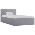 Fabric upholstered bed frame with hydraulic storage light grey 90x200 cm