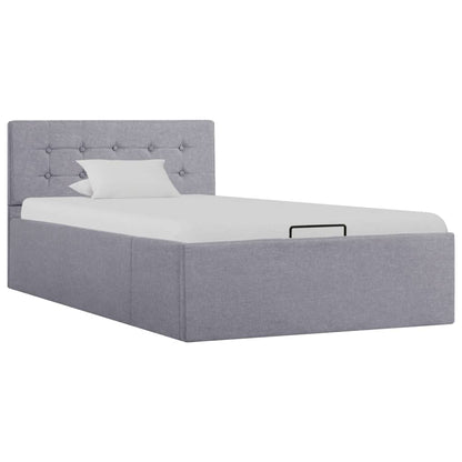 Bedframe met hydraulische opslag stof lichtgrijs 90x200 cm