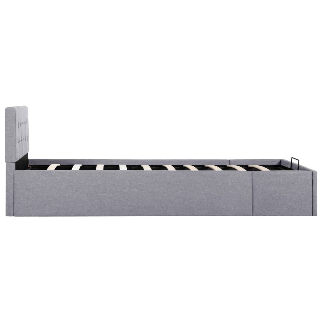 Bedframe met hydraulische opslag stof lichtgrijs 90x200 cm