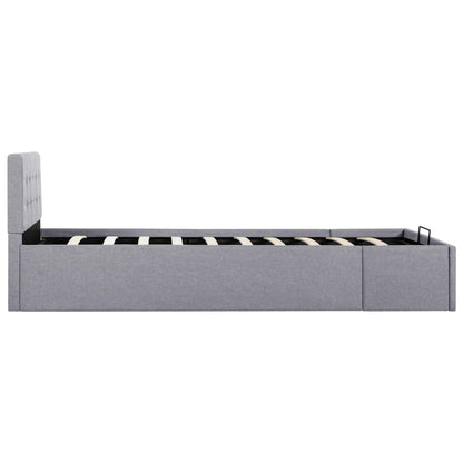 Bedframe met hydraulische opslag stof lichtgrijs 90x200 cm