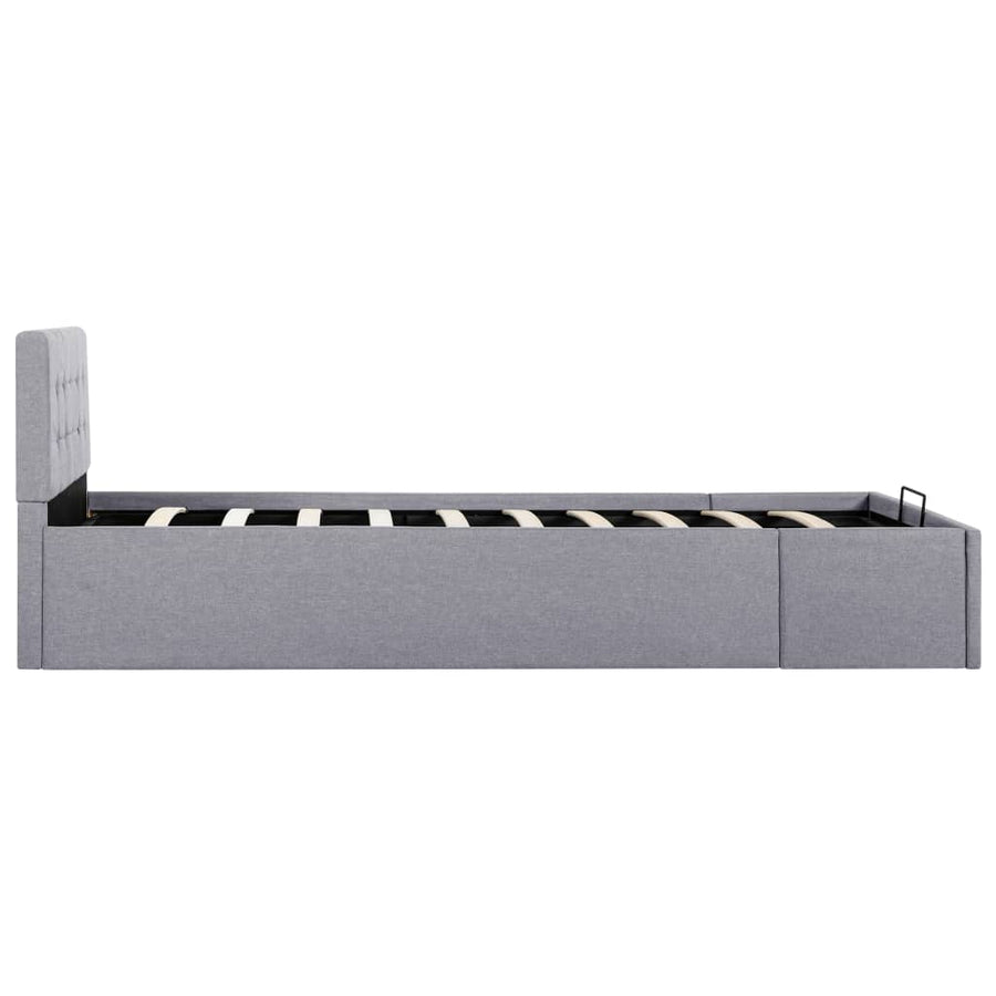 Bedframe met hydraulische opslag stof lichtgrijs 90x200 cm
