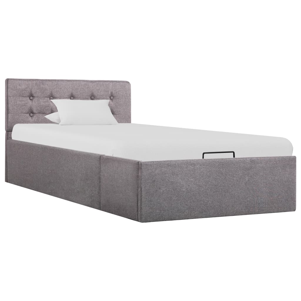 Bedframe Met Hydraulische Opslag Stof Taupe 90X200 Cm 90 x 200 cm