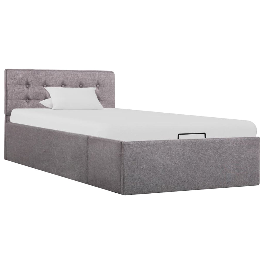 Bedframe Met Hydraulische Opslag Stof Taupe 90X200 Cm 90 x 200 cm