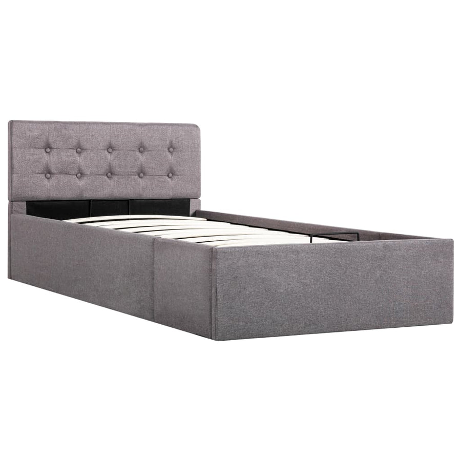 Bedframe Met Hydraulische Opslag Stof Taupe 90X200 Cm 90 x 200 cm