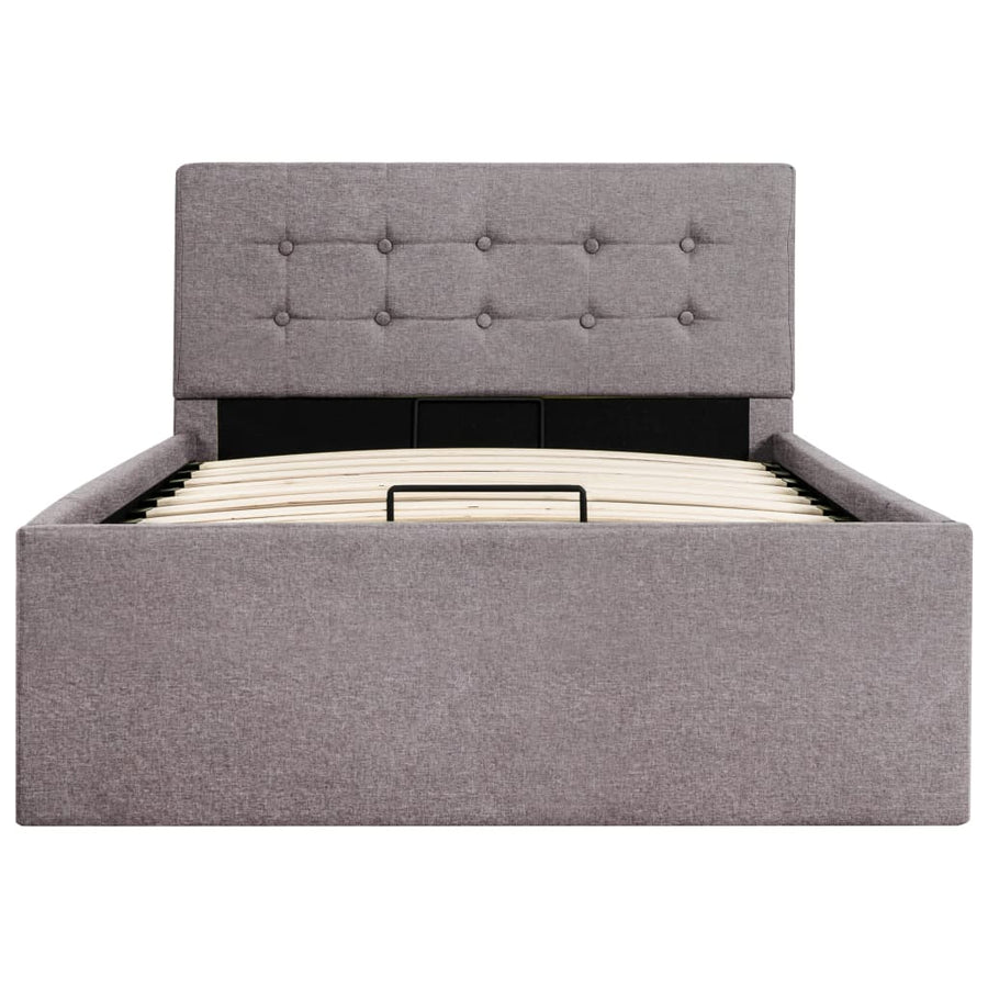 Bedframe Met Hydraulische Opslag Stof Taupe 90X200 Cm 90 x 200 cm