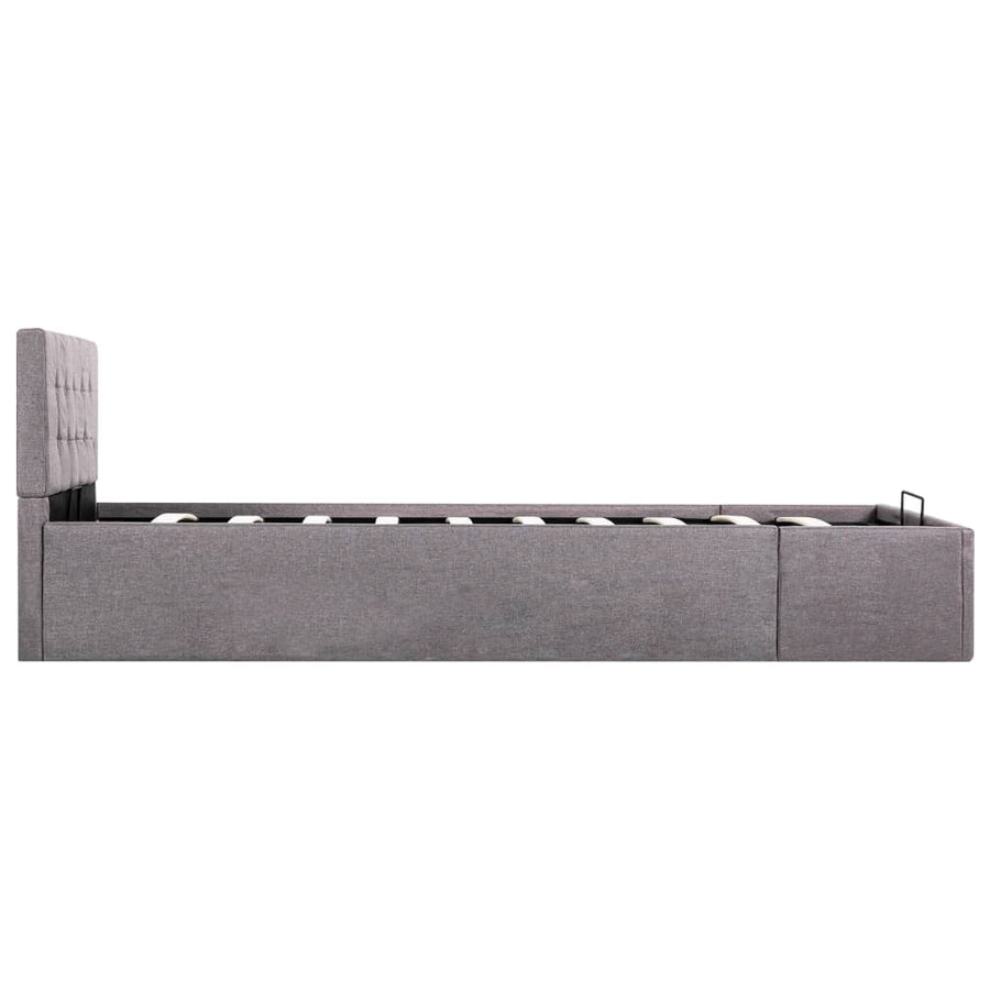 Bedframe Met Hydraulische Opslag Stof Taupe 90X200 Cm 90 x 200 cm