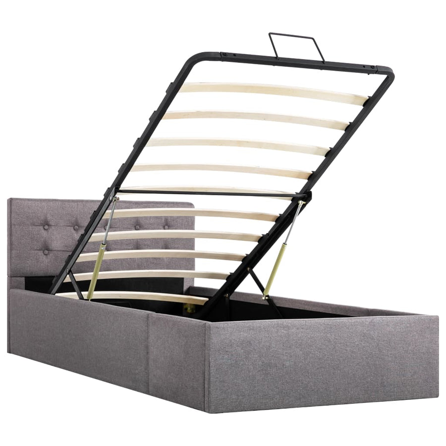 Bedframe Met Hydraulische Opslag Stof Taupe 90X200 Cm 90 x 200 cm