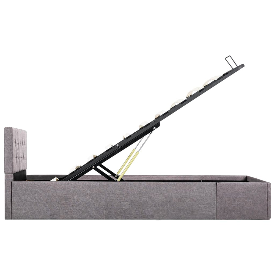 Bedframe Met Hydraulische Opslag Stof Taupe 90X200 Cm 90 x 200 cm