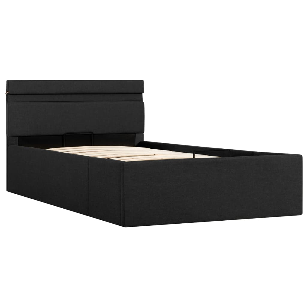 Bedframe Met Opslag En Led Stof Donkergrijs 90X200 Cm 90 x 200 cm