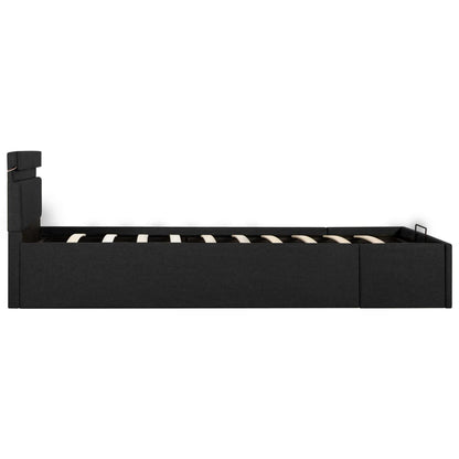 Bedframe Met Opslag En Led Stof Donkergrijs 90X200 Cm 90 x 200 cm