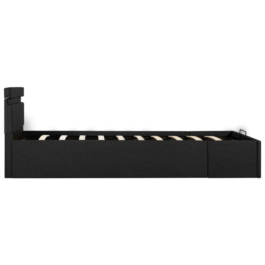 Bedframe Met Opslag En Led Stof Donkergrijs 90X200 Cm 90 x 200 cm