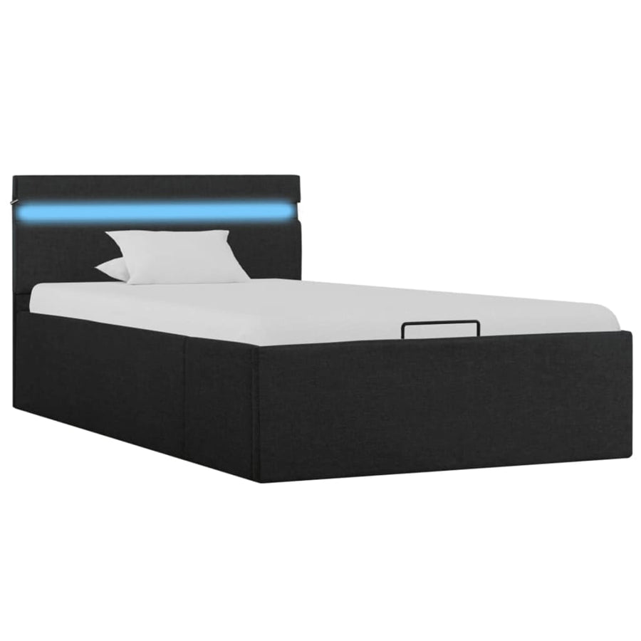 Bedframe Met Opbergruimte En Led Stof Donkergrijs 100X200 Cm 100 x 200 cm