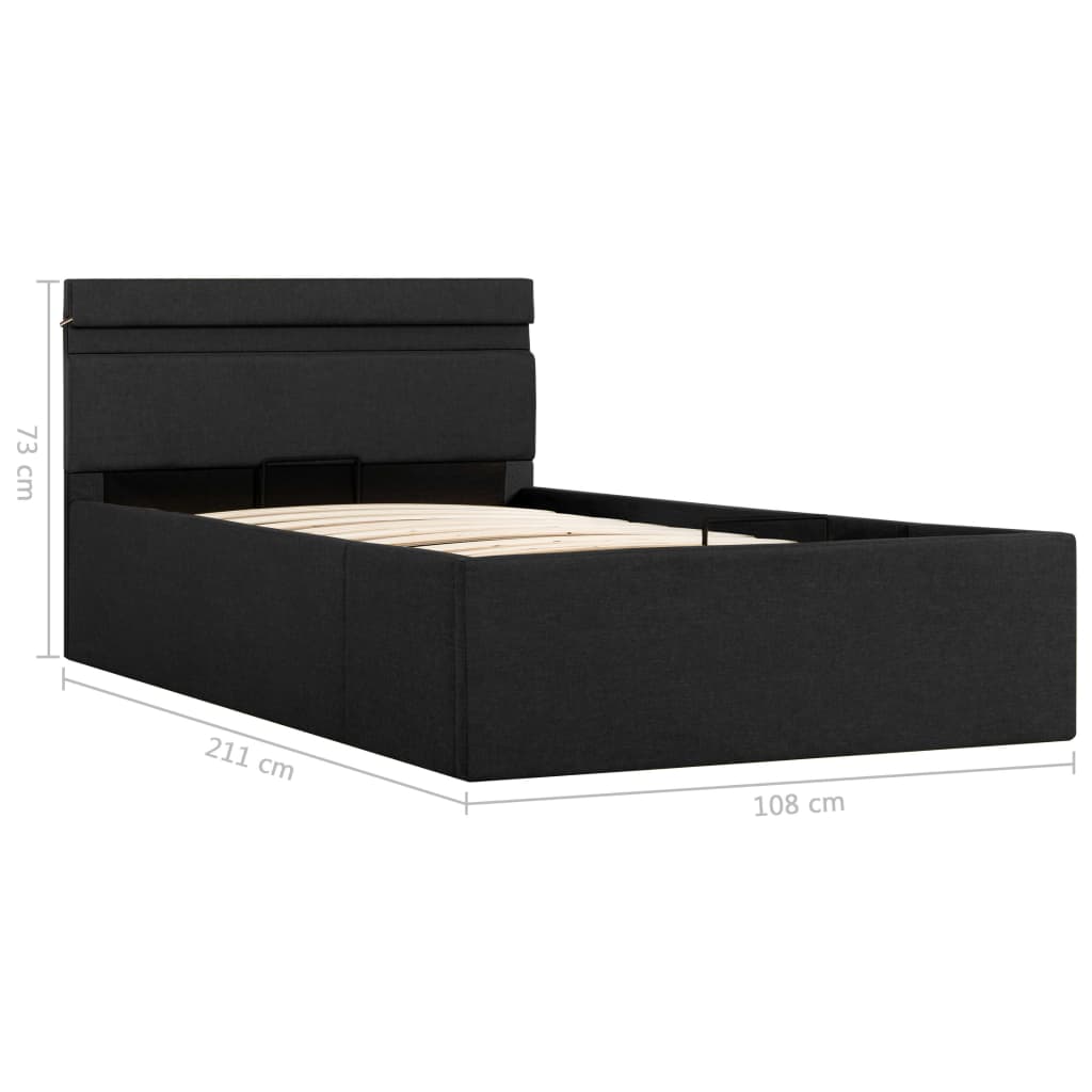 Bedframe Met Opbergruimte En Led Stof Donkergrijs 100X200 Cm 100 x 200 cm