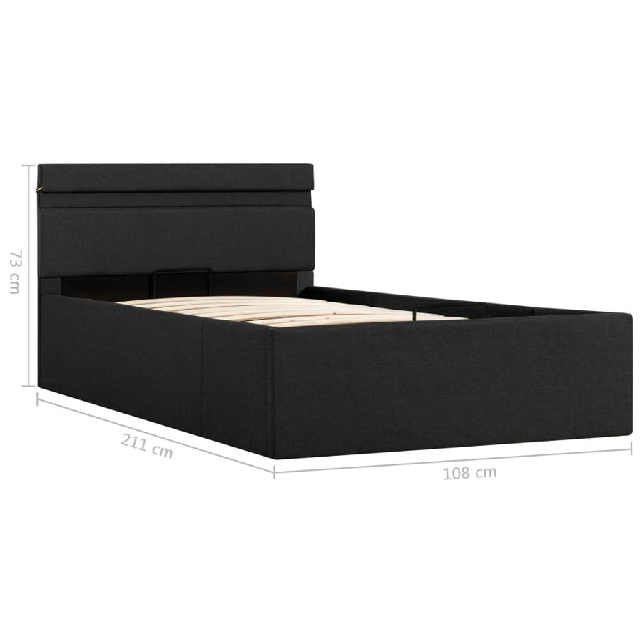 Bedframe Met Opbergruimte En Led Stof Donkergrijs 100X200 Cm 100 x 200 cm