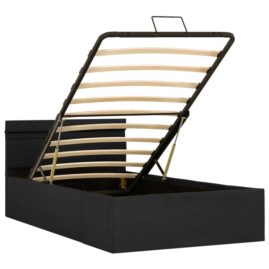 Bedframe Met Opbergruimte En Led Stof Donkergrijs 100X200 Cm 100 x 200 cm