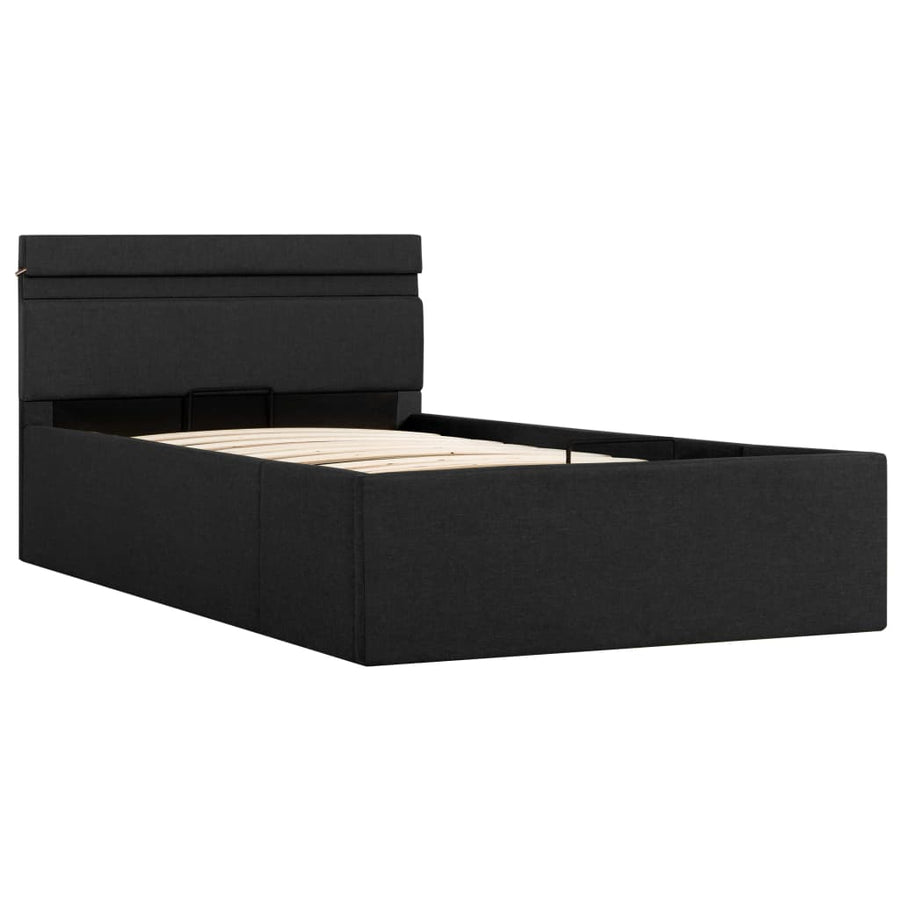 Bedframe Met Opbergruimte En Led Stof Donkergrijs 100X200 Cm 100 x 200 cm