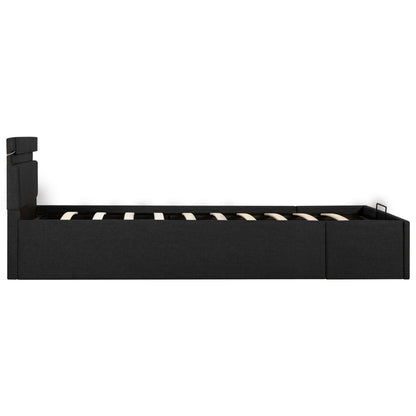 Bedframe Met Opbergruimte En Led Stof Donkergrijs 100X200 Cm 100 x 200 cm