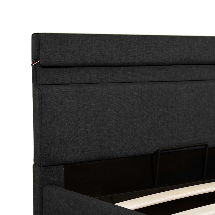 Bedframe Met Opbergruimte En Led Stof Donkergrijs 100X200 Cm 100 x 200 cm