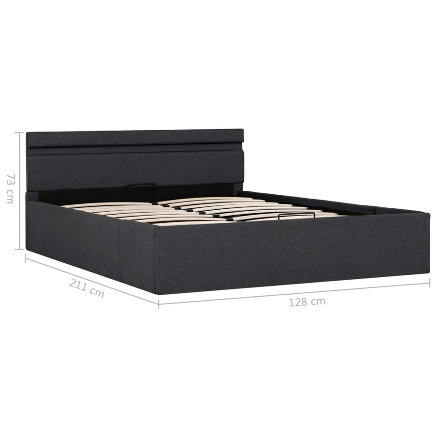 Bedframe Met Opslag En Led Stof Donkergrijs 120X200 Cm 120 x 200 cm