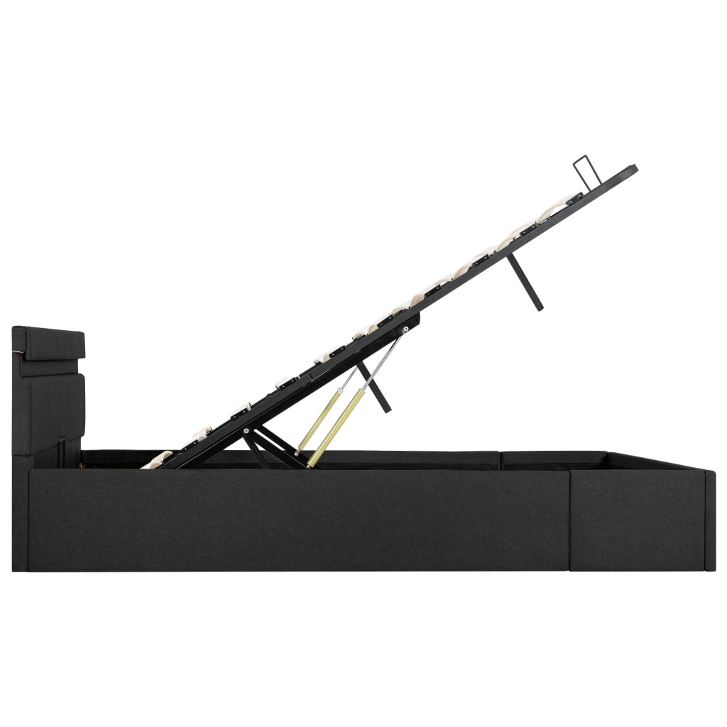 Bedframe Met Opslag En Led Stof Donkergrijs 120X200 Cm 120 x 200 cm