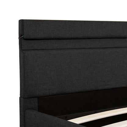 Bedframe Met Opslag En Led Stof Donkergrijs 120X200 Cm 120 x 200 cm